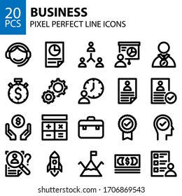 business line icons bundle pixel perfect, bold stroke