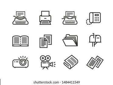 Business line icons set. Collection vector black outline logo for mobile apps web or site design