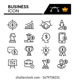 Business line icons set. Editable Stroke