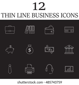Business line icons set, finance outline vector symbol collection, linear pictogram pack isolated on black, logo illustration