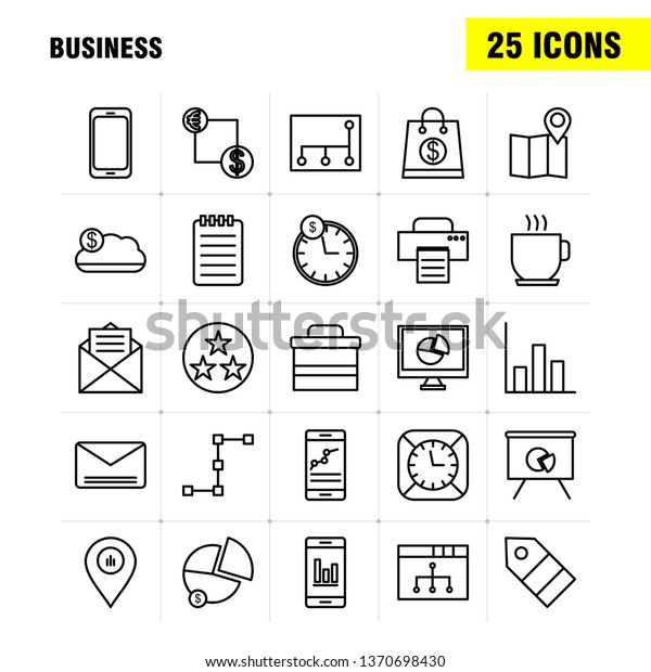 Business  Line Icons Set For Infographics, Mobile\
UX/UI Kit And Print Design. Include: Network, Internet, Sharing,\
Networking, Monitor, Collection Modern Infographic Logo and\
Pictogram. - Vector