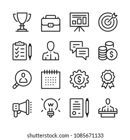 Business line icons set. Modern graphic design concepts, simple outline elements collection. Vector line icons