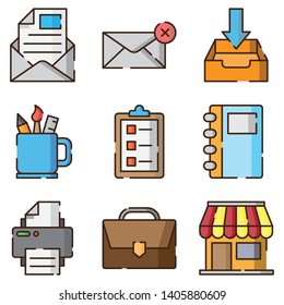 Business line icons set. Modern graphic design concepts, simple outline elements collection. Vector line icons