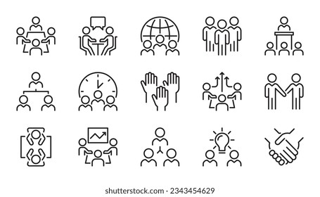 Business line icons set vector illustration. editable stroke