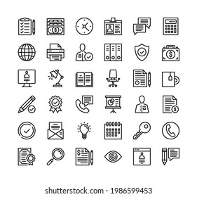 Business line icons. Vector thin line design. Finance, career, office concepts. Premium quality. Modern linear elements, simple outline symbols collection. Vector business icons set