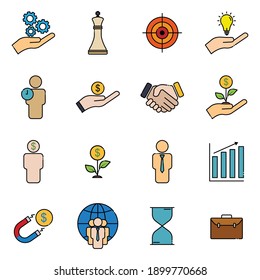 Business lineal color icon set. simple design editable. Design template vector