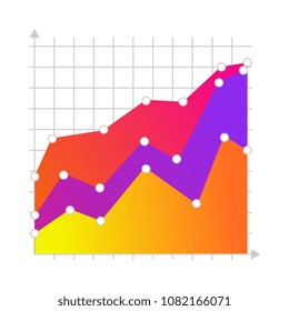 Business linear chart with colored graphs. Presentations, marketing and research infographics object for brochure, financial poster layout template design. Vector illustration