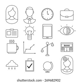 Business linear icon set.