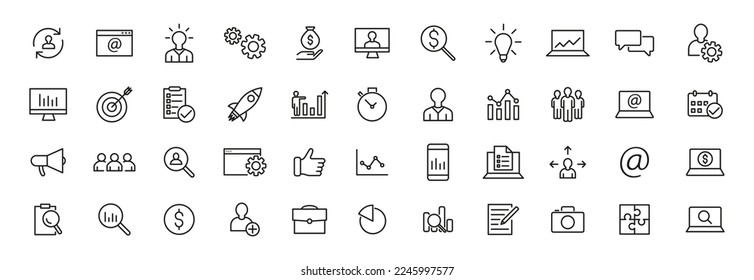 Business linear icons set. Finance and money.
