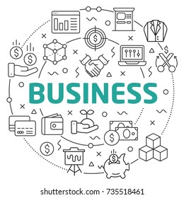 Business Linear illustration slide for the presentation