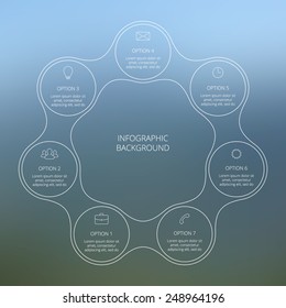 Business linear infographic element on blurred background. Colorful template for your design, web and mobile applications.