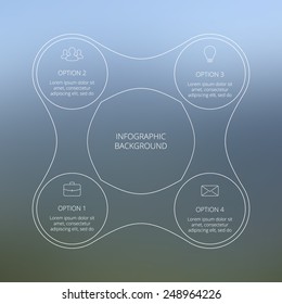 Business linear infographic element on blurred background. Colorful template for your design, web and mobile applications.