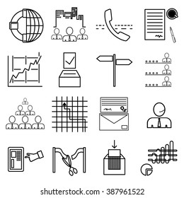 Business linear vector graphic icons set for web