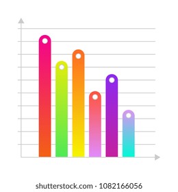 Business linear vertical histogram, bar chart with colored bars. Presentations, marketing and research infographics object for brochure, financial poster layout template design. Vector illustration