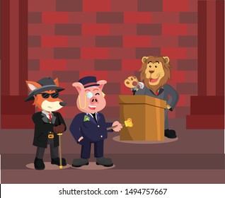 business lion speech on his company in door