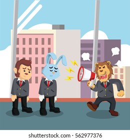 business lion yelling at his employee