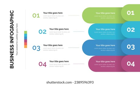 Business list infographic with four list. Suitable For Presentation Template With 16x9 Aspect Ratio