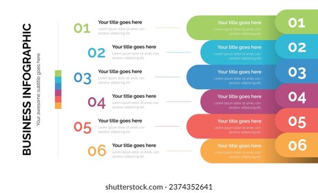 Business list infographic with six list. Suitable For Presentation Template With 16x9 Aspect Ratio