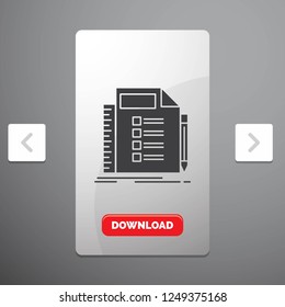 Business, list, plan, planning, task Glyph Icon in Carousal Pagination Slider Design & Red Download Button