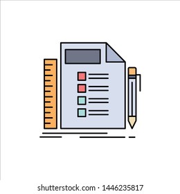 Business, list, plan, planning, task Flat Color Icon Vector