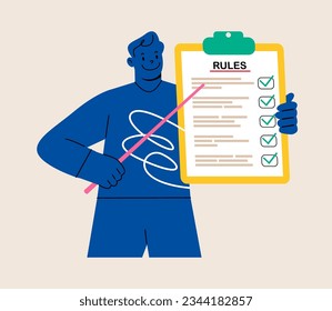 Business list of rules reading guidance making checklist. Colorful vector illustration
