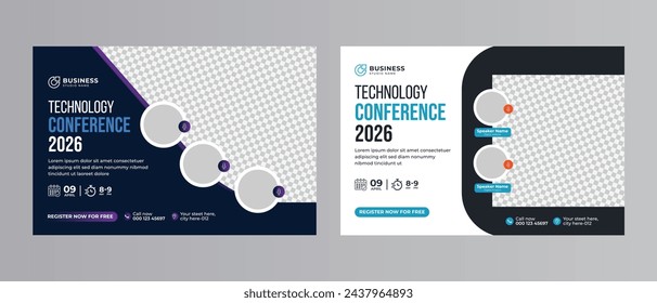 Business live conference marketing webinar banner template