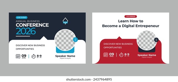 Business live conference marketing webinar banner template