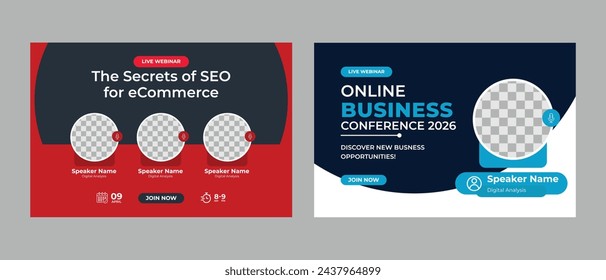 Business live conference marketing webinar banner template