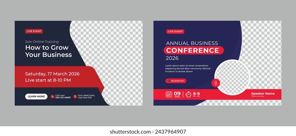 Business live conference marketing webinar banner template