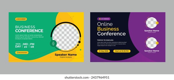 Business live conference marketing webinar banner template