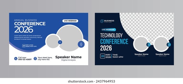 Business live conference marketing webinar banner template