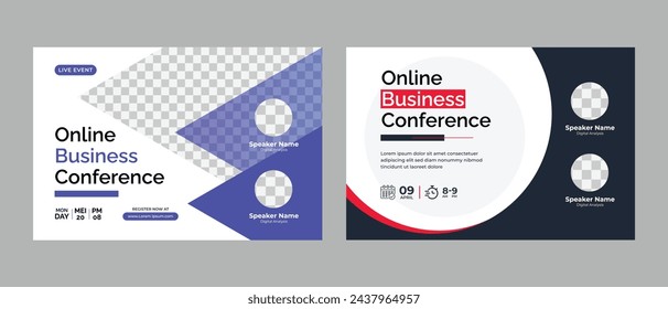 Business live conference marketing webinar banner template