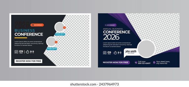 Business live conference marketing webinar banner template