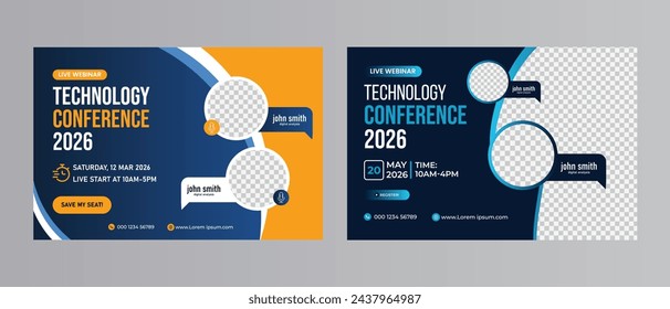 Business live conference marketing webinar banner template