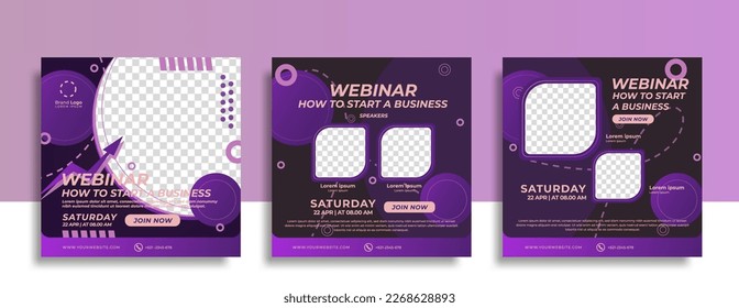 Business live stream social media post template. Modern promotional square banner. Webinar People Education. Editable Minimal Brand Graphic. Simple color design.