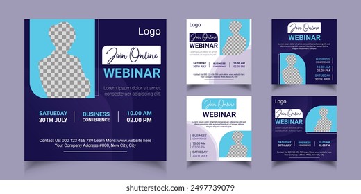 Business live stream social media post template. Modern promotional square banner.