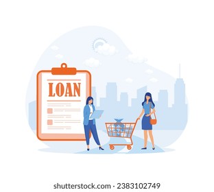 Business loan, take money from bank concept. flat vector modern illustration 