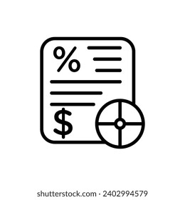 Business loan term paper vector icon. Business loan term paper vector symbol in black and white color.