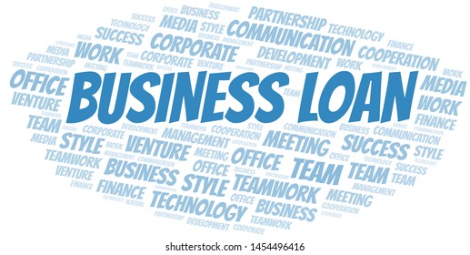 Business Loan word cloud. Collage made with text only.