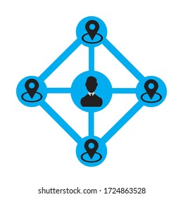 Business location icon, vector graphics
