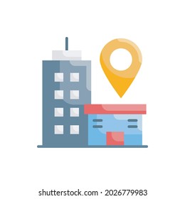 ilustración de estilo de icono plano vectorial de ubicación de negocios. archivo EPS 10