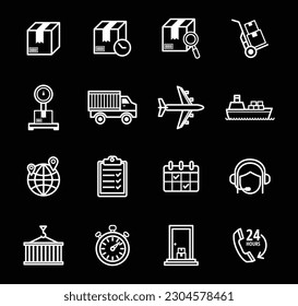 Business logestics universal line icons collection. Big UI icon set in a flat design. Thin outline icons pack. Vector illustration EPS10