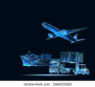 Business logistics concept, internet of things. Low poly vector illustration. 