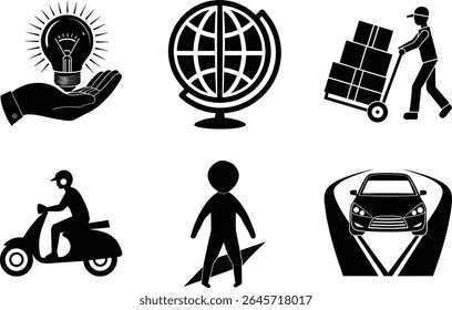Business and Logistics Icon Set and Global Solutions, Delivery.