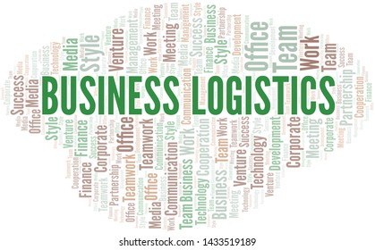 Business Logistics word cloud. Collage made with text only.