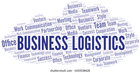 Business Logistics word cloud. Collage made with text only.