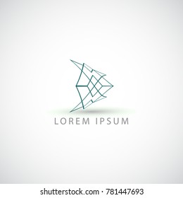 business logo abstract lines fish vector sign