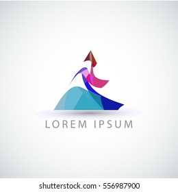 business logo abstract polygonal tree vector sign