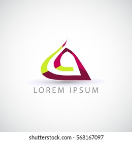 business logo abstract ribbon triangle vector sign