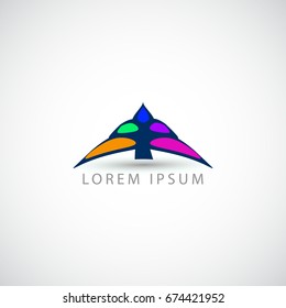 business logo abstract triangle tree vector sign